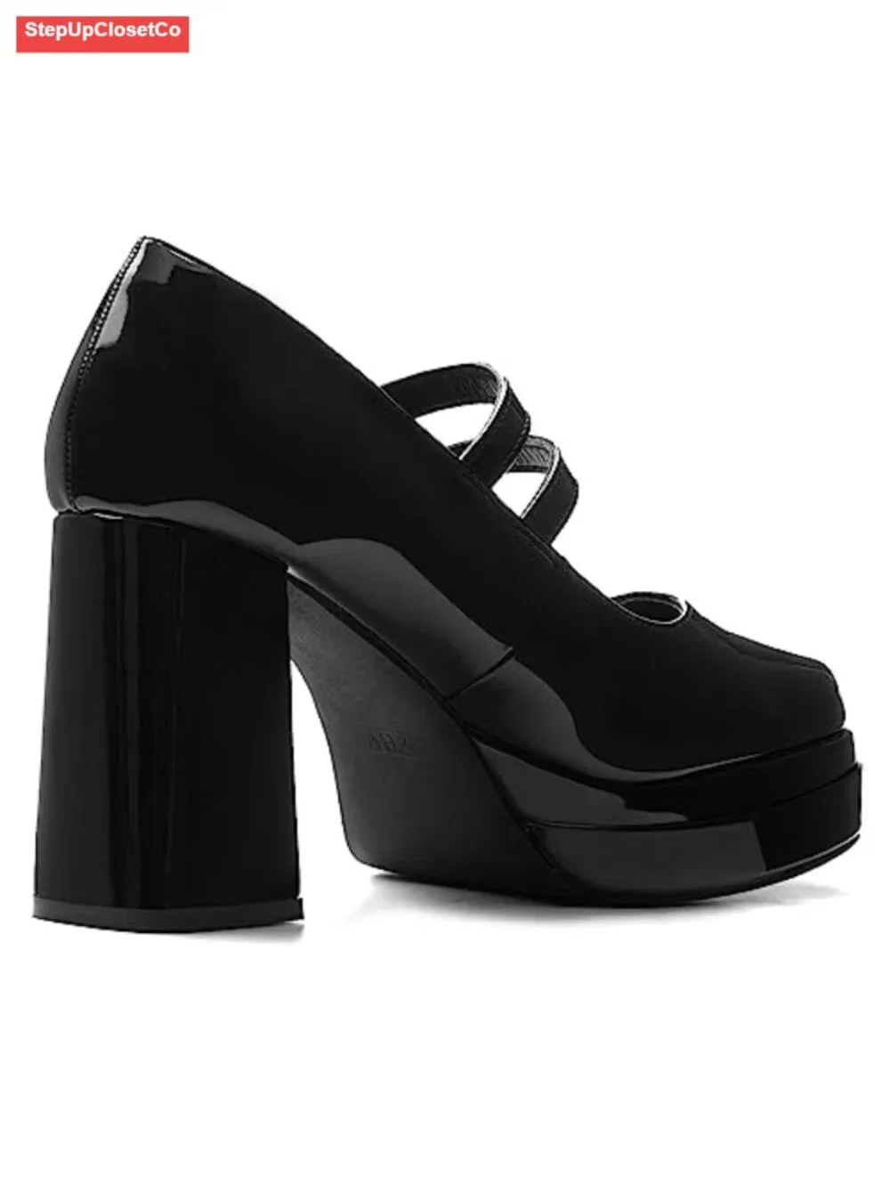 Women Platform Mary Jane Pumps Two Strap Square Toe Chunky Block Heel